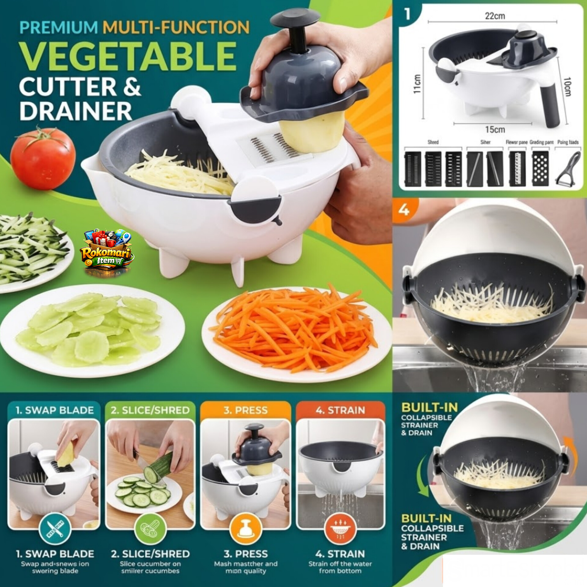 Vegetable Cutter & Drainer