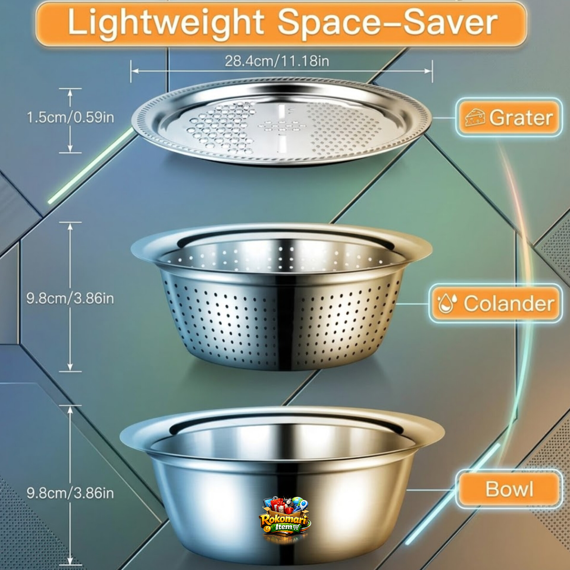 3 In 1  Vegetable Cutter & Drain Basket.