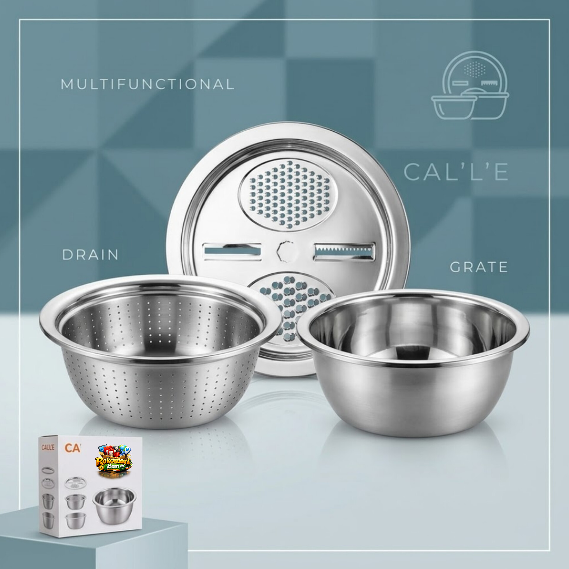 3 In 1  Vegetable Cutter & Drain Basket.