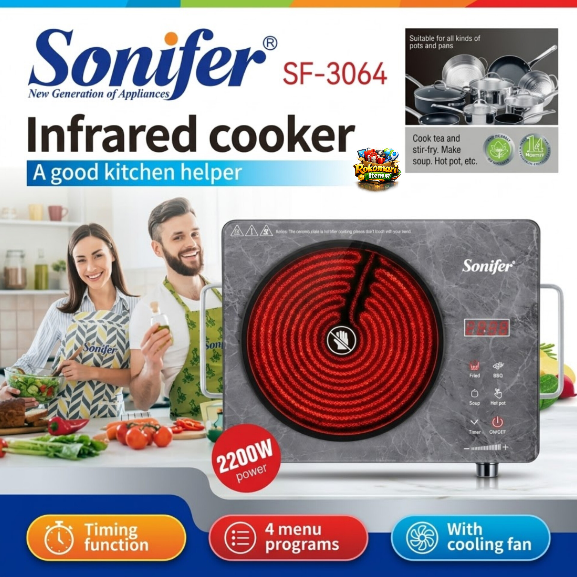 Sonifer infrared electric stove (2200w)